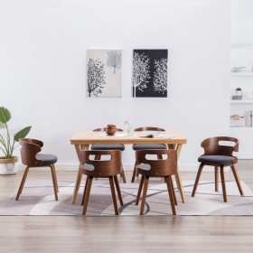 Sillas de comedor 6 unidades madera curvada y tela gris oscuro en Sillas de comedor | Comprar online en Foro24