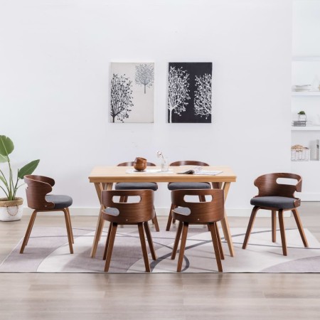 Sillas de comedor 6 unidades madera curvada y tela gris oscuro en Sillas de comedor | Comprar online en Foro24