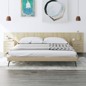 Cabecero de cama con mesitas madera contrachapada roble Sonoma