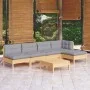 Garden furniture set 6 pieces and gray pine wood cushions by , Garden sets - Ref: Foro24-3096339, Price: 425,99 €, Discount: %