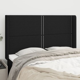 Kopfteil mit Ohren aus schwarzem Stoff, 147 x 16 x 118/128 cm von , Kopf- und Fußteile - Ref: Foro24-3119440, Preis: 101,69 €...