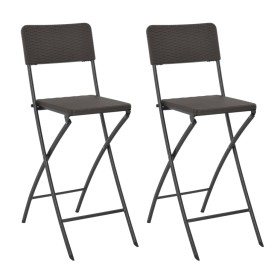 Folding garden stool 2 pcs HDPE brown steel rattan look by vidaXL, Garden chairs - Ref: Foro24-44558, Price: 149,94 €, Discou...