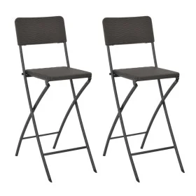 Folding garden stool 2 pcs HDPE brown steel rattan look by vidaXL, Garden chairs - Ref: Foro24-44558, Price: 160,60 €, Discou...