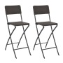 Folding garden stool 2 pcs HDPE brown steel rattan look by vidaXL, Garden chairs - Ref: Foro24-44558, Price: 162,52 €, Discou...