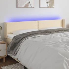 Cream fabric headboard with LED 163x16x78/88 cm by , Headboards and footboards - Ref: Foro24-3123107, Price: 68,55 €, Discoun...