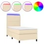 Box spring bed mattress and LED lights cream fabric 80x200 cm by , Beds and slatted bases - Ref: Foro24-3134754, Price: 312,7...