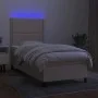 Box spring bed mattress and LED lights cream fabric 80x200 cm by , Beds and slatted bases - Ref: Foro24-3134754, Price: 312,7...