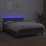 Box spring bed with mattress and LED gray synthetic leather 140x200 cm by , Beds and slatted bases - Ref: Foro24-3134169, Pri...