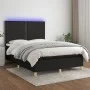 Box spring bed mattress and LED lights black fabric 140x200 cm by , Beds and slatted bases - Ref: Foro24-3135359, Price: 476,...