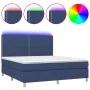 Cama box spring colchón y luces LED tela azul 160x200 cm de , Camas y somieres - Ref: Foro24-3135371, Precio: 526,96 €, Descu...