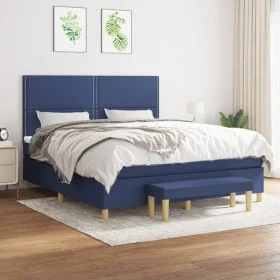 Box spring bed with blue fabric mattress 160x200 cm by , Beds and slatted bases - Ref: Foro24-3137091, Price: 559,04 €, Disco...