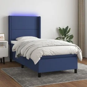 Box spring bed mattress and LED lights blue fabric 80x200 cm by , Beds and slatted bases - Ref: Foro24-3138195, Price: 349,70...
