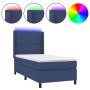 Box spring bed mattress and LED lights blue fabric 80x200 cm by , Beds and slatted bases - Ref: Foro24-3138195, Price: 348,42...