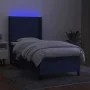 Box spring bed mattress and LED lights blue fabric 80x200 cm by , Beds and slatted bases - Ref: Foro24-3138195, Price: 349,70...