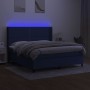 Box spring bed mattress and LED lights blue fabric 160x200 cm by , Beds and slatted bases - Ref: Foro24-3138251, Price: 534,4...