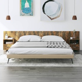 Cabecero de cama con mesitas madera contrachapada roble ahumado