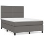 Box spring bed with gray synthetic leather mattress 140x200 cm by , Beds and slatted bases - Ref: Foro24-3142789, Price: 479,...
