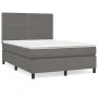 Box spring bed with gray synthetic leather mattress 140x200 cm by , Beds and slatted bases - Ref: Foro24-3142789, Price: 489,...