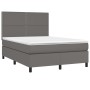 Box spring bed with gray synthetic leather mattress 140x200 cm by , Beds and slatted bases - Ref: Foro24-3142789, Price: 479,...