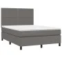 Box spring bed with gray synthetic leather mattress 140x200 cm by , Beds and slatted bases - Ref: Foro24-3142789, Price: 489,...