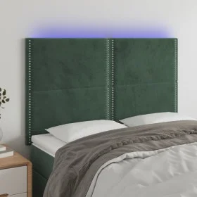 Headboard with LED lights dark green velvet 144x5x118/128 cm by , Headboards and footboards - Ref: Foro24-3122335, Price: 98,...
