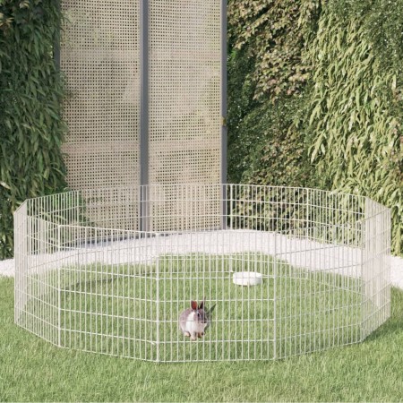 Rabbit cage 12 panels galvanized iron 54x60 cm by , Cages and habitats for small animals - Ref: Foro24-171576, Price: 60,34 €...