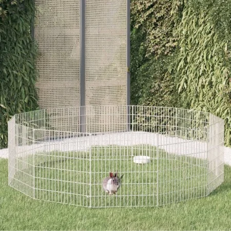 Rabbit cage 12 panels galvanized iron 54x60 cm by , Cages and habitats for small animals - Ref: Foro24-171576, Price: 52,33 €...