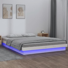 Estructura de cama con LEDs madera maciza blanca 150x200 cm
