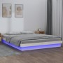 Bettgestell mit LEDs aus weißem Massivholz 150x200 cm von , Betten und Lattenroste - Ref: Foro24-819978, Preis: 177,64 €, Rab...