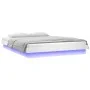 Bed frame with LEDs white solid wood 150x200 cm by , Beds and slatted bases - Ref: Foro24-819978, Price: 175,46 €, Discount: %