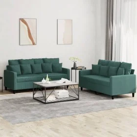 Zweiteilige Sofagarnitur aus dunkelgrünem Samt mit Kissen von , Sofas - Ref: Foro24-3201702, Preis: 424,12 €, Rabatt: %