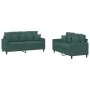 Dark green velvet 2-piece sofa set with cushions by , Sofas - Ref: Foro24-3201702, Price: 424,12 €, Discount: %