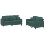 Zweiteilige Sofagarnitur aus dunkelgrünem Samt mit Kissen von , Sofas - Ref: Foro24-3201702, Preis: 374,41 €, Rabatt: %