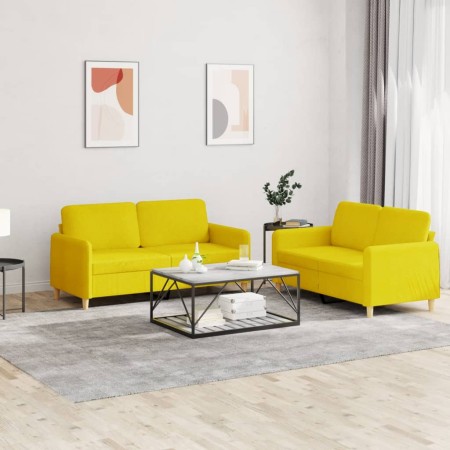 Sofagarnitur mit Kissen 2-teilig aus hellgelbem Stoff von , Sofas - Ref: Foro24-3202091, Preis: 408,23 €, Rabatt: %