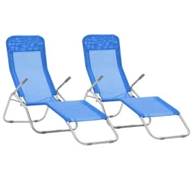 Folding sun loungers 2 units blue textilene by vidaXL, Loungers - Ref: Foro24-44337, Price: 132,87 €, Discount: %