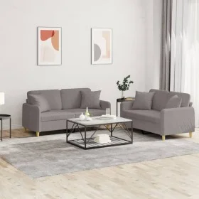 Juego de sofás con cojines 2 piezas tela gris taupe de , Sofás - Ref: Foro24-3202109, Precio: 429,04 €, Descuento: %
