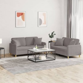 Sofa set with cushions 2 pieces taupe gray fabric by , Sofas - Ref: Foro24-3202109, Price: 435,62 €, Discount: %