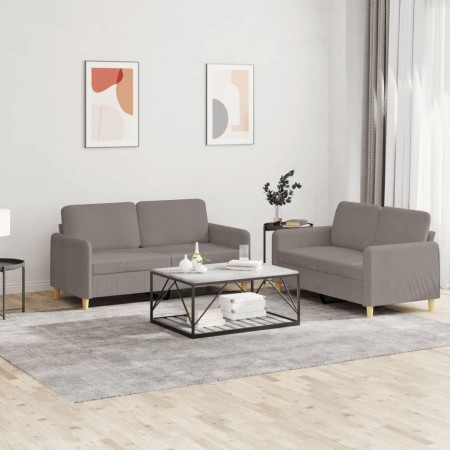 Sofa set with cushions 2 pieces taupe gray fabric by , Sofas - Ref: Foro24-3202093, Price: 410,53 €, Discount: %