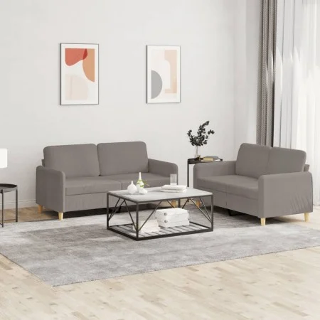 Sofa set with cushions 2 pieces taupe gray fabric by , Sofas - Ref: Foro24-3202093, Price: 404,30 €, Discount: %