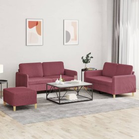 Sofa set with cushions 3 pieces red fabric by , Sofas - Ref: Foro24-3202100, Price: 462,66 €, Discount: %