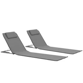 Folding beach mat 2 units steel and gray fabric by vidaXL, Loungers - Ref: Foro24-44330, Price: 54,67 €, Discount: %