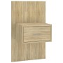Cabecero de cama con mesitas madera contrachapada roble Sonoma