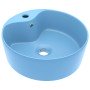 Lavabo lujo con rebosadero cerámica azul claro mate 36x13 cm