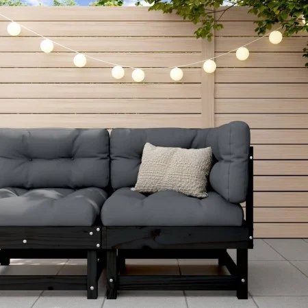 Garten-Ecksofa aus massivem schwarzem Kiefernholz von , Modulare Sofas für den Außenbereich - Ref: Foro24-825370, Preis: 50,9...