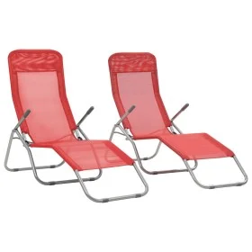 Folding sun loungers 2 units red textilene by vidaXL, Loungers - Ref: Foro24-44339, Price: 124,34 €, Discount: %