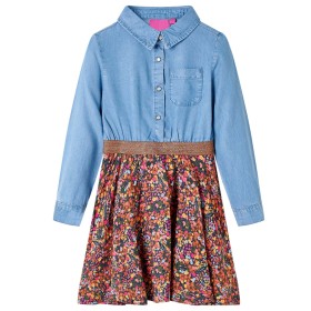 Langärmliges Kinderkleid in Marineblau und Jeansstoff 128 von , Kinderkleider - Ref: Foro24-14122, Preis: 17,47 €, Rabatt: %