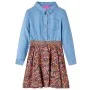 Langärmliges Kinderkleid in Marineblau und Jeansstoff 128 von , Kinderkleider - Ref: Foro24-14122, Preis: 17,29 €, Rabatt: %