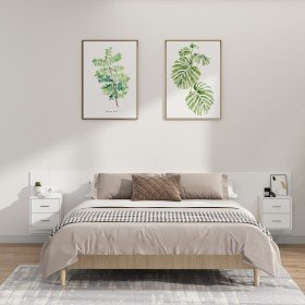 Cabecero de cama con mesitas madera contrachapada blanco