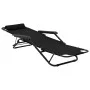 Folding lounge chairs with footrest 2 units black steel by vidaXL, Loungers - Ref: Foro24-44343, Price: 109,25 €, Discount: %