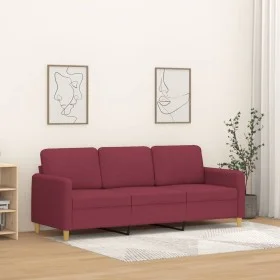 3-seater red fabric sofa 180 cm by , Sofas - Ref: Foro24-359492, Price: 222,16 €, Discount: %